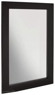 Schwarzer rechteckiger Spiegel mit breitem Rahmen, seitliche Perspektive
