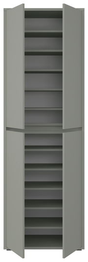 XXL-Schuh- und Mehrzweckschrank mit offenen Türen, frontale Ansicht