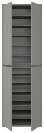 XXL-Schuh- und Mehrzweckschrank mit offenen Türen, frontale Ansicht