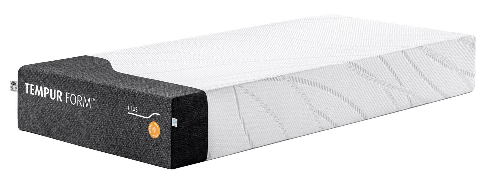 Viscomatratze 100x200 hybrid in seitlicher Perspektive mit grauem und weißem Design