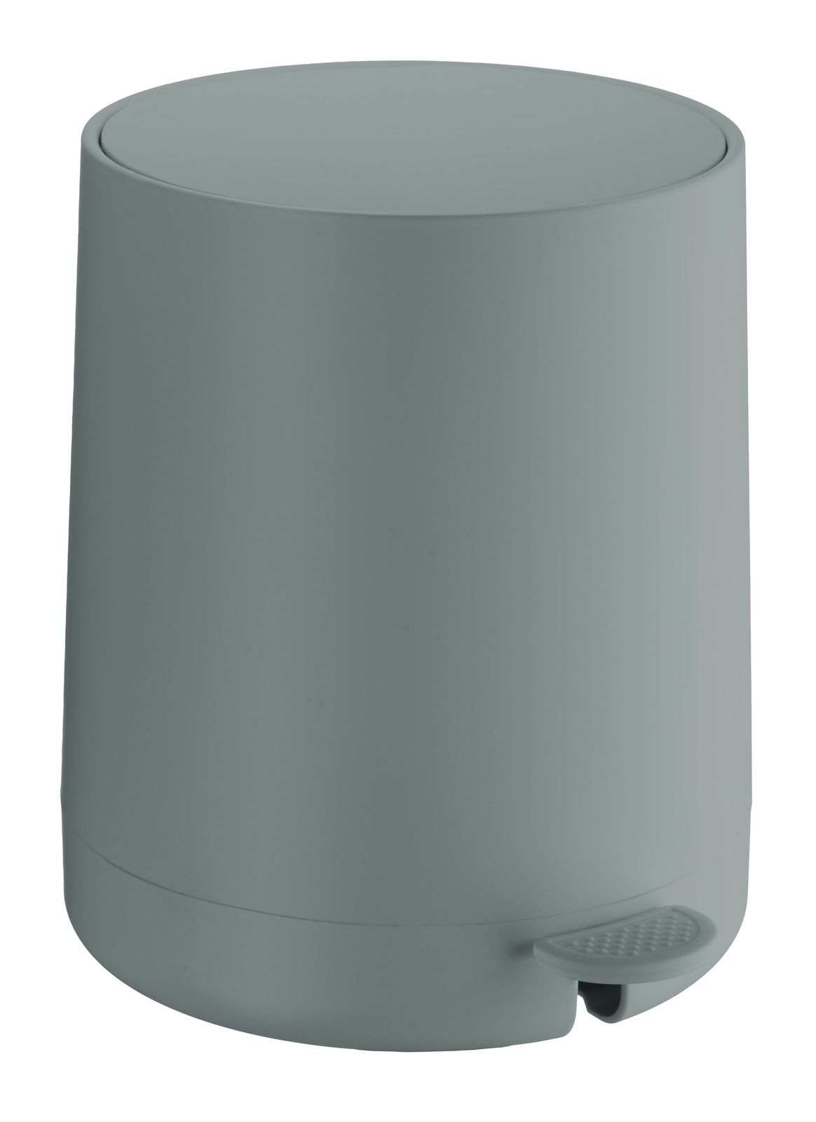Grauer Kosmetikeimer aus Kunststoff mit Pedal, seitliche Perspektive