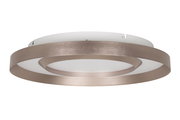 Moderne LED-Deckenleuchte mit zwei konzentrischen Metallringen, seitliche Perspektive