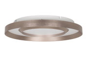 Moderne LED-Deckenleuchte mit zwei konzentrischen Metallringen, seitliche Perspektive