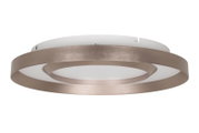 Moderne LED-Deckenleuchte mit zwei konzentrischen Metallringen, seitliche Perspektive