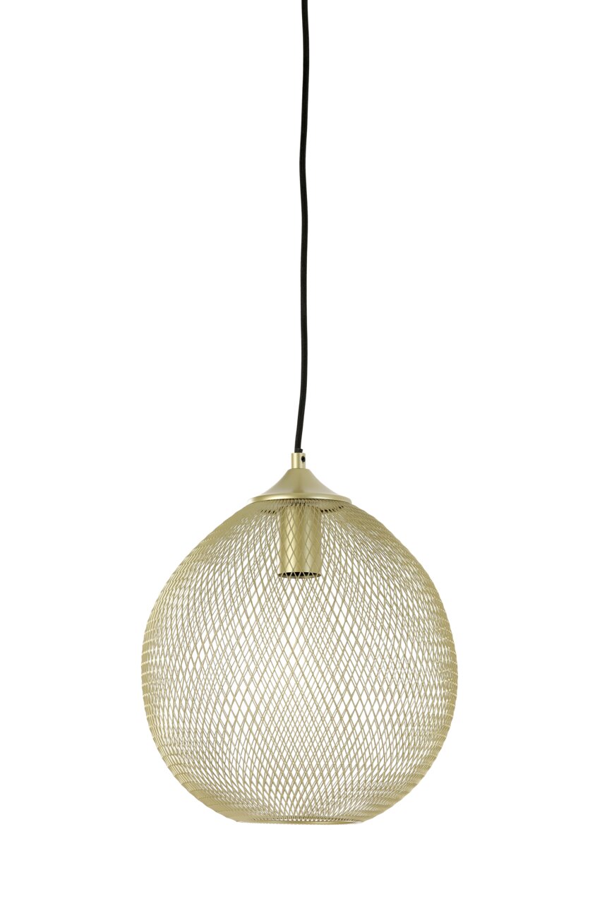 Light&Living Hängeleuchte MOROC Hängeleuchte mit goldfarbenem, netzartigem Schirm, seitliche Perspektive