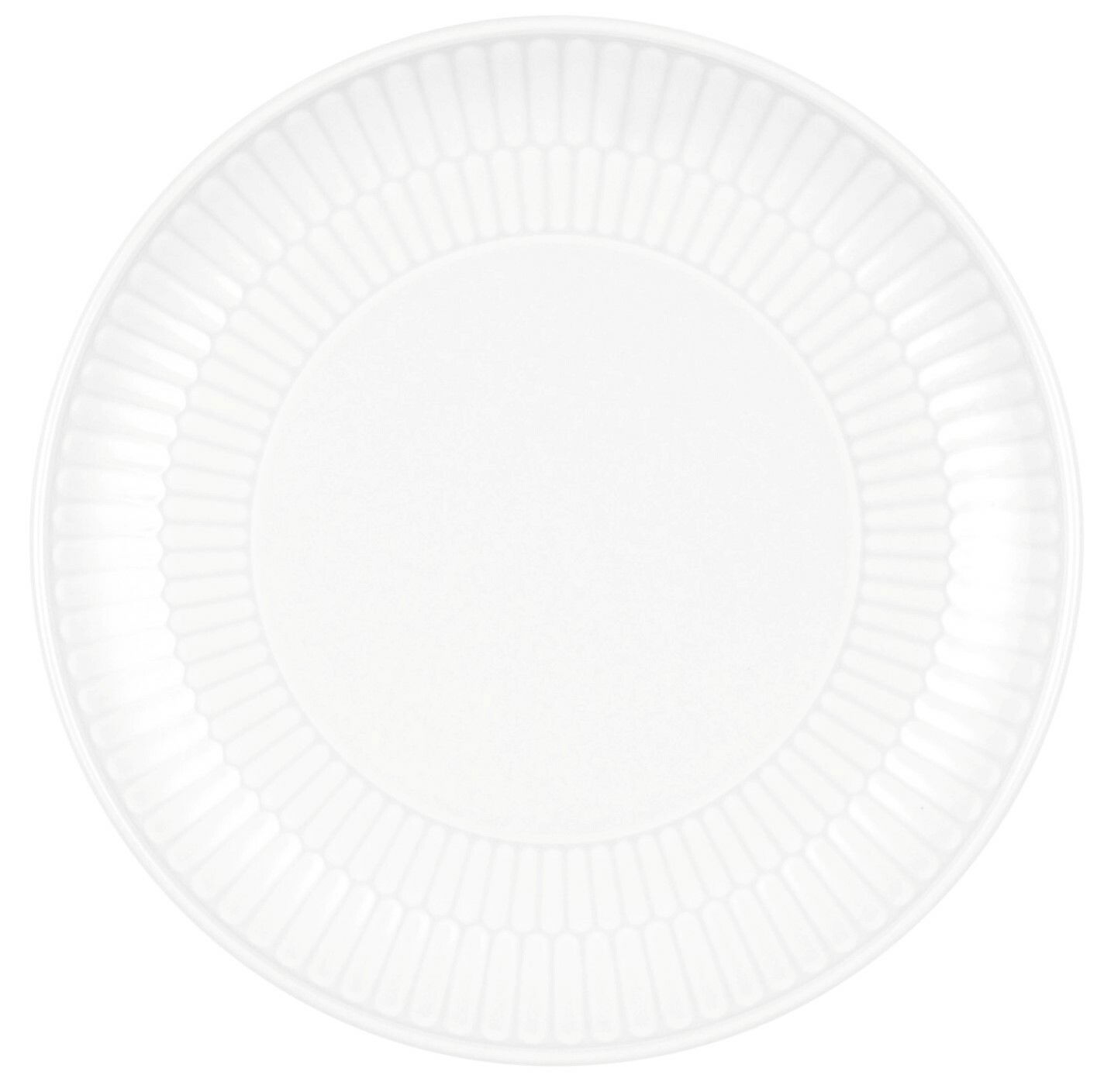 Runder Brotteller aus Porzellan, 16 cm, mit geriffeltem Rand, Draufsicht
