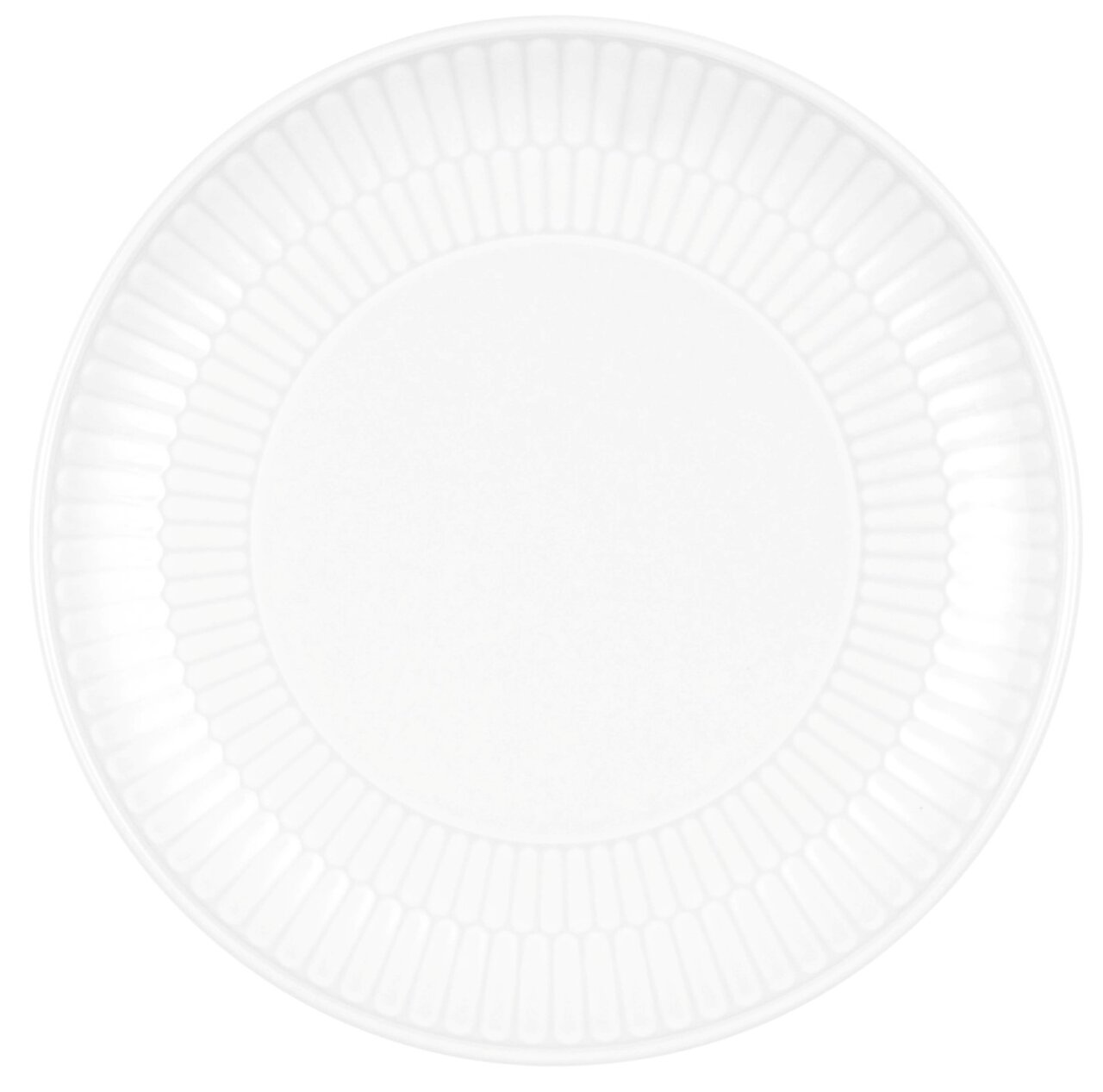 Rond broodbord van porselein, 16 cm, met geribbelde rand, bovenaanzicht