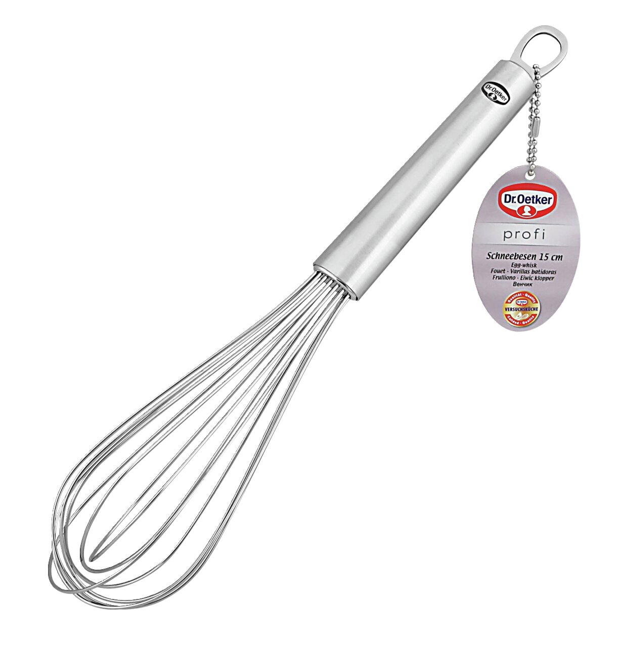 Schneebesen aus Edelstahl, 28 cm, seitliche Perspektive