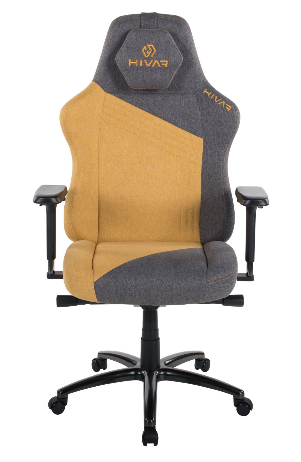 Gaming Stuhl in gelb-grauem Design, Vorderansicht