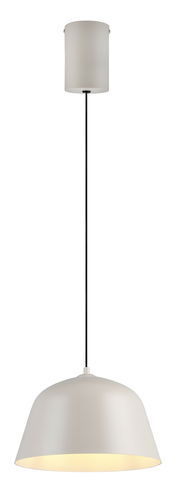 Moderne Hängeleuchte in Weiß, seitliche Perspektive