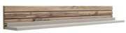 Wandboard aus Holz mit natürlicher Maserung und grauer Ablagefläche, seitliche Perspektive