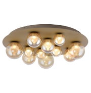 Moderne LED-Deckenleuchte mit mehreren kugelförmigen Glaskörpern, seitliche Perspektive