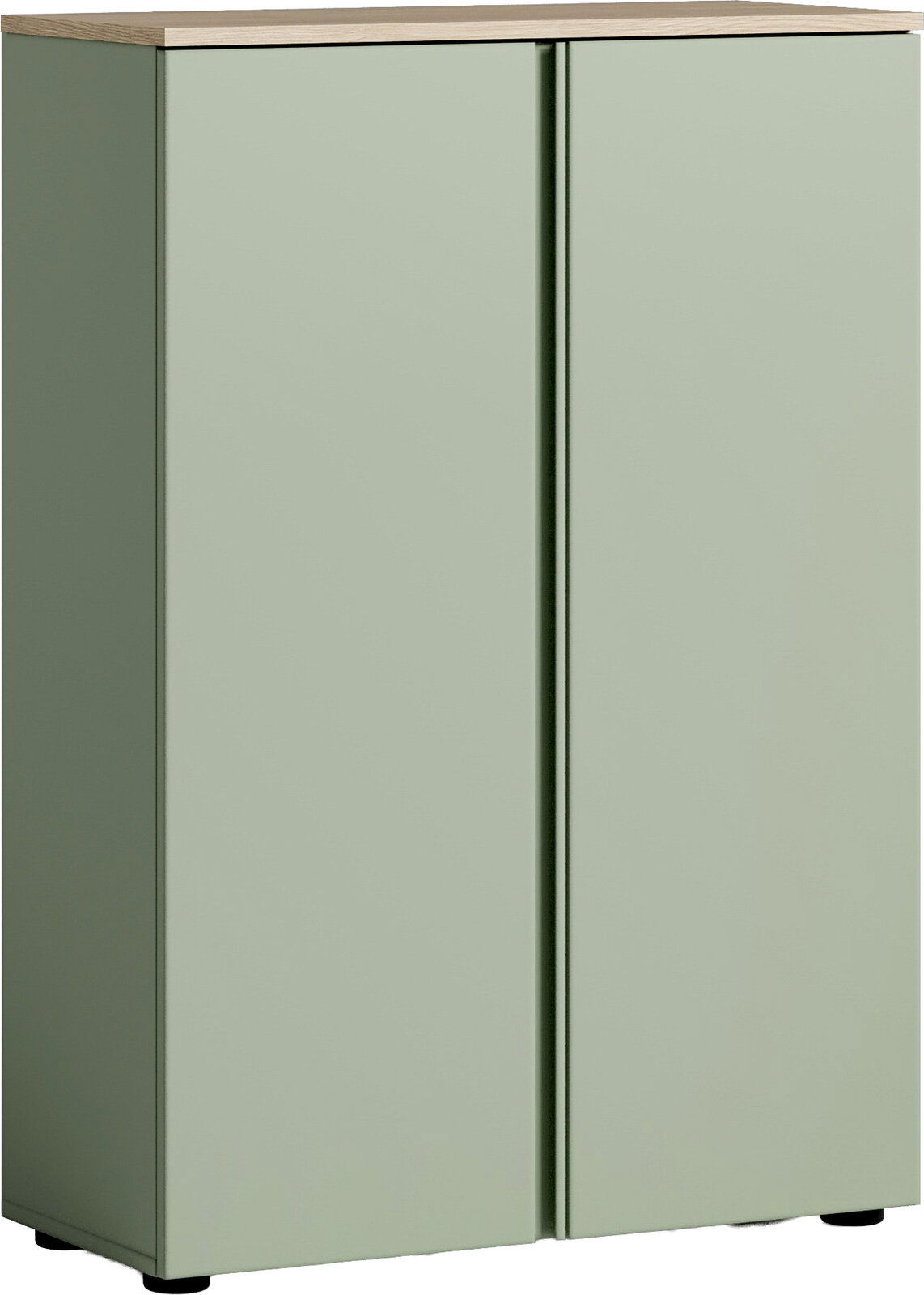 Voleo Schuhschrank MILTON Moderner Schuhschrank in hellem Grün mit Holzoberfläche, Frontalansicht