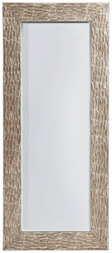 Rechteckiger Spiegel mit dekorativem, strukturiertem Rahmen in Goldoptik, frontal abgebildet.