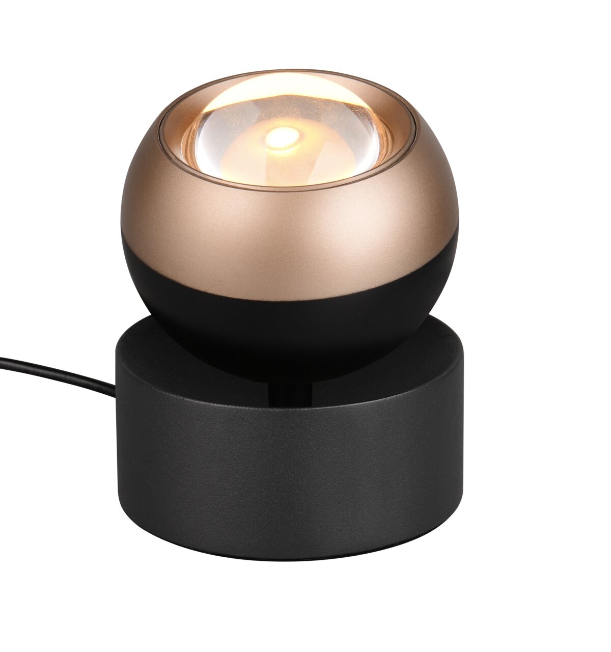 Moderne tafellamp ORBIT met bolvormig ontwerp, zijaanzicht