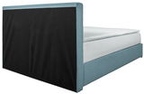 Boxspringbett TOM in hellblauem Stoffbezug, seitliche Perspektive