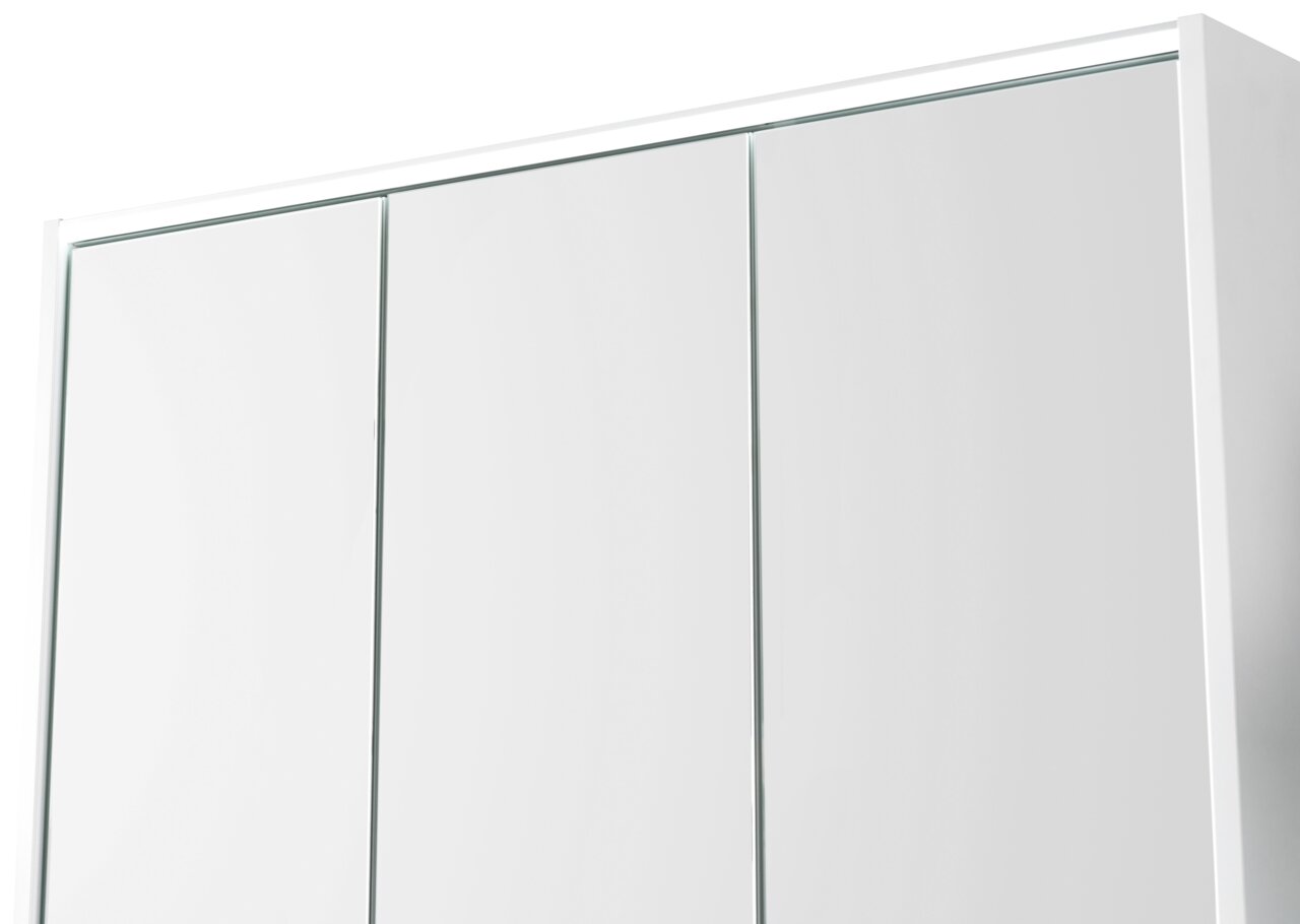 Moderner Spiegelschrank mit drei Türen, Ansicht von vorne.