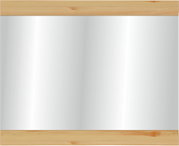 Rechteckiger Wandspiegel mit hellem Holzrahmen, Frontalansicht