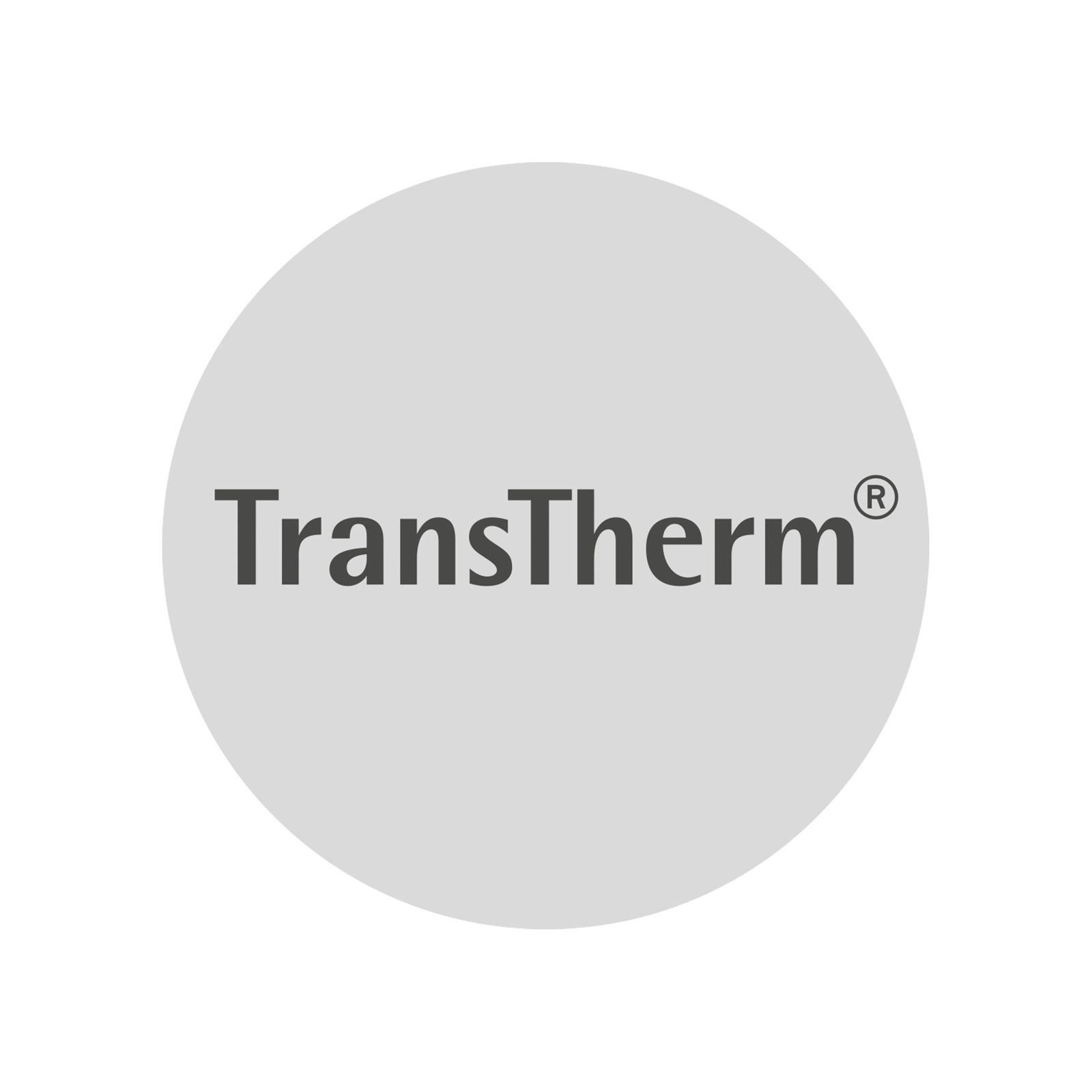 Logo der Marke TransTherm auf grauem Hintergrund, frontal betrachtet.
