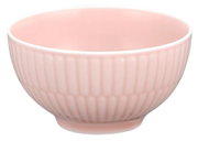 Rosa Dipschale mit geriffeltem Design, seitliche Perspektive