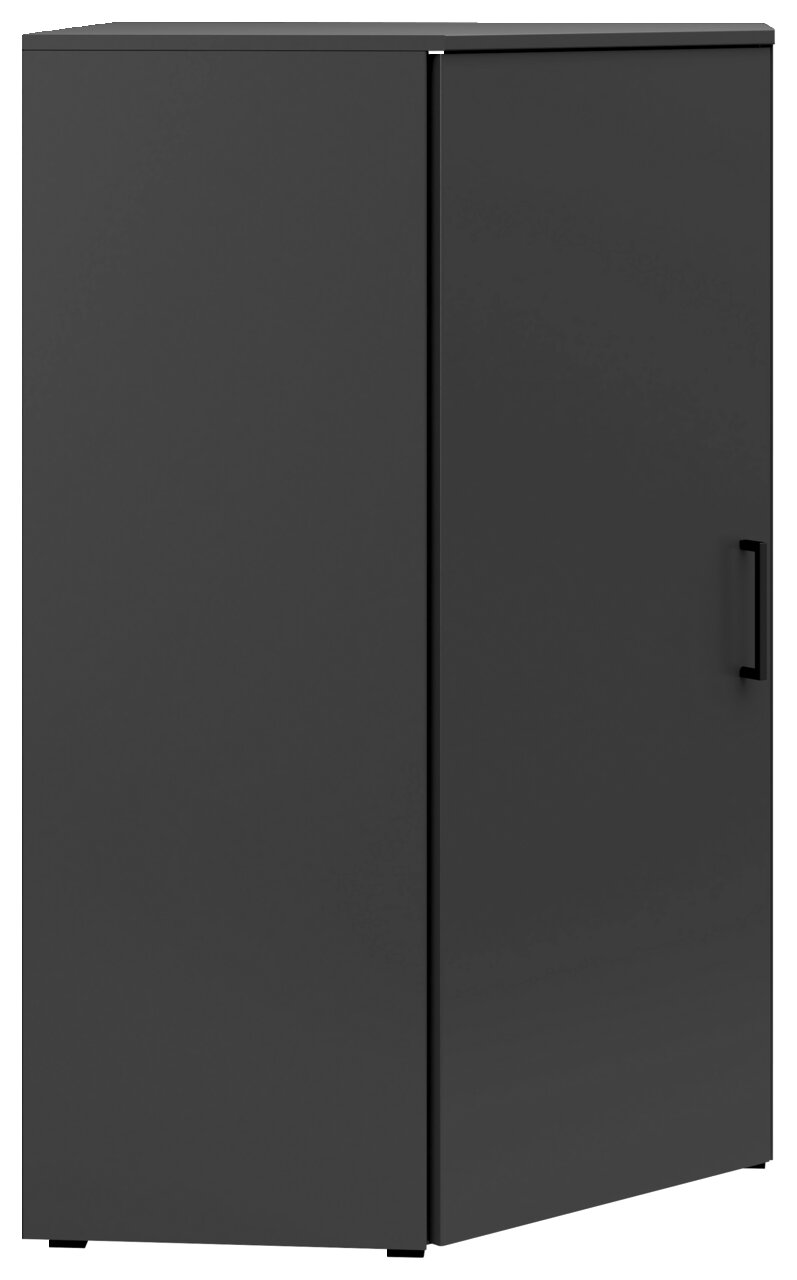 Carryhome Eckkommode MULTISTAURAUM Schwarze Eckkommode mit einer Tür, seitliche Perspektive