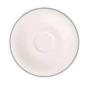 Kaffeeuntertasse aus der Vogelperspektive mit grauem Rand