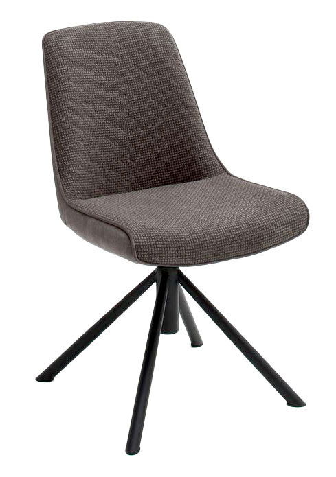 Novel Stuhl RIALTO Moderner Stuhl mit grauem Stoffbezug und schwarzem Metallgestell, seitliche Perspektive