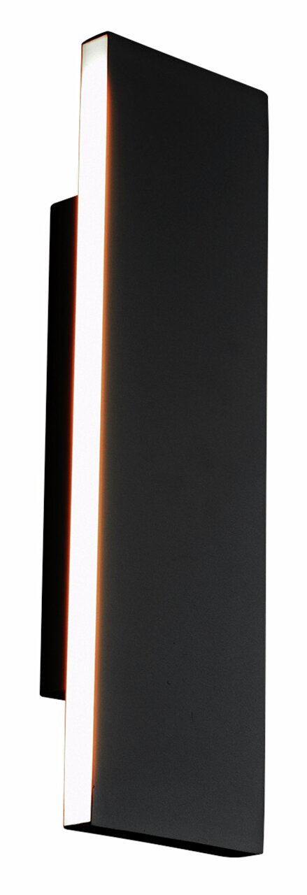 Moderne schwarze Wandleuchte Concha mit seitlicher Lichtleiste, seitliche Perspektive