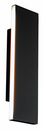 Moderne schwarze Wandleuchte Concha mit seitlicher Lichtleiste, seitliche Perspektive