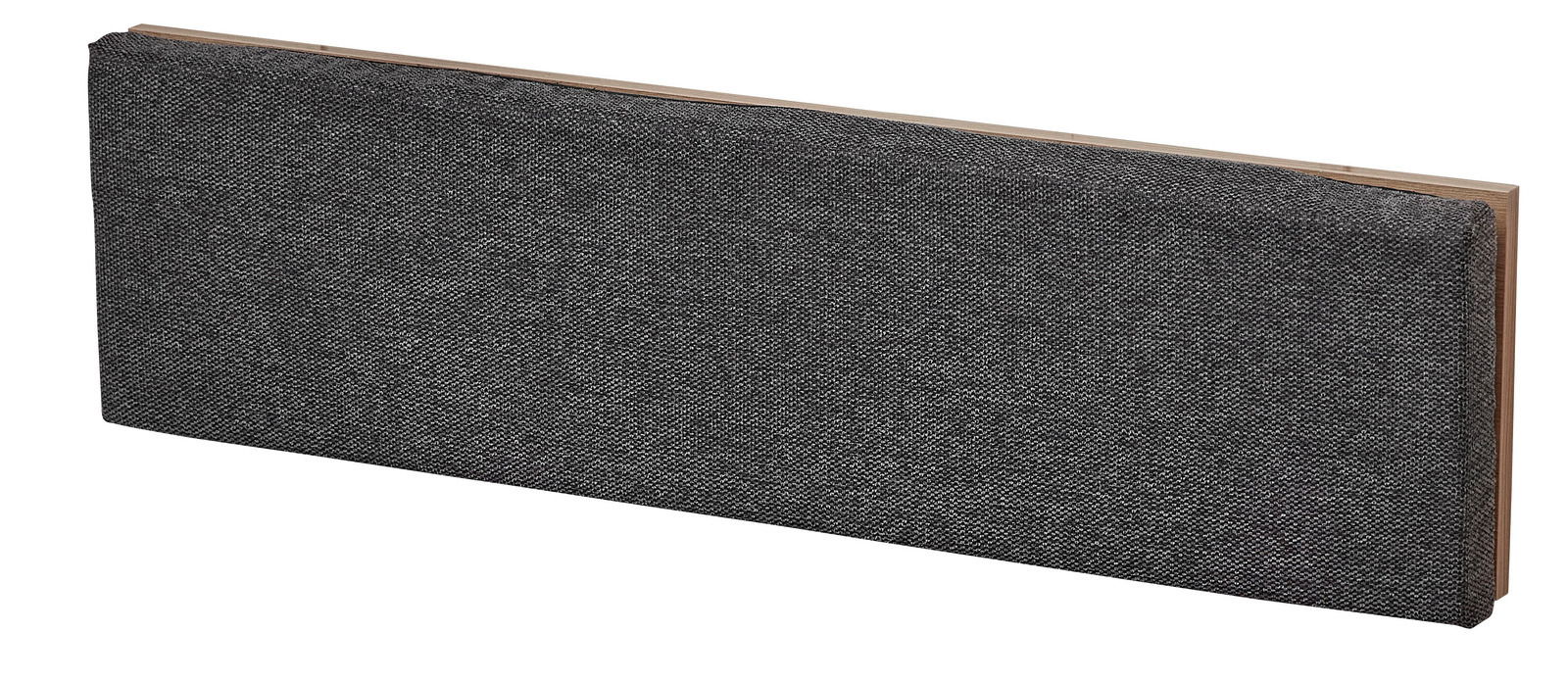 Garderobenbank mit grauem Stoffbezug, seitliche Perspektive