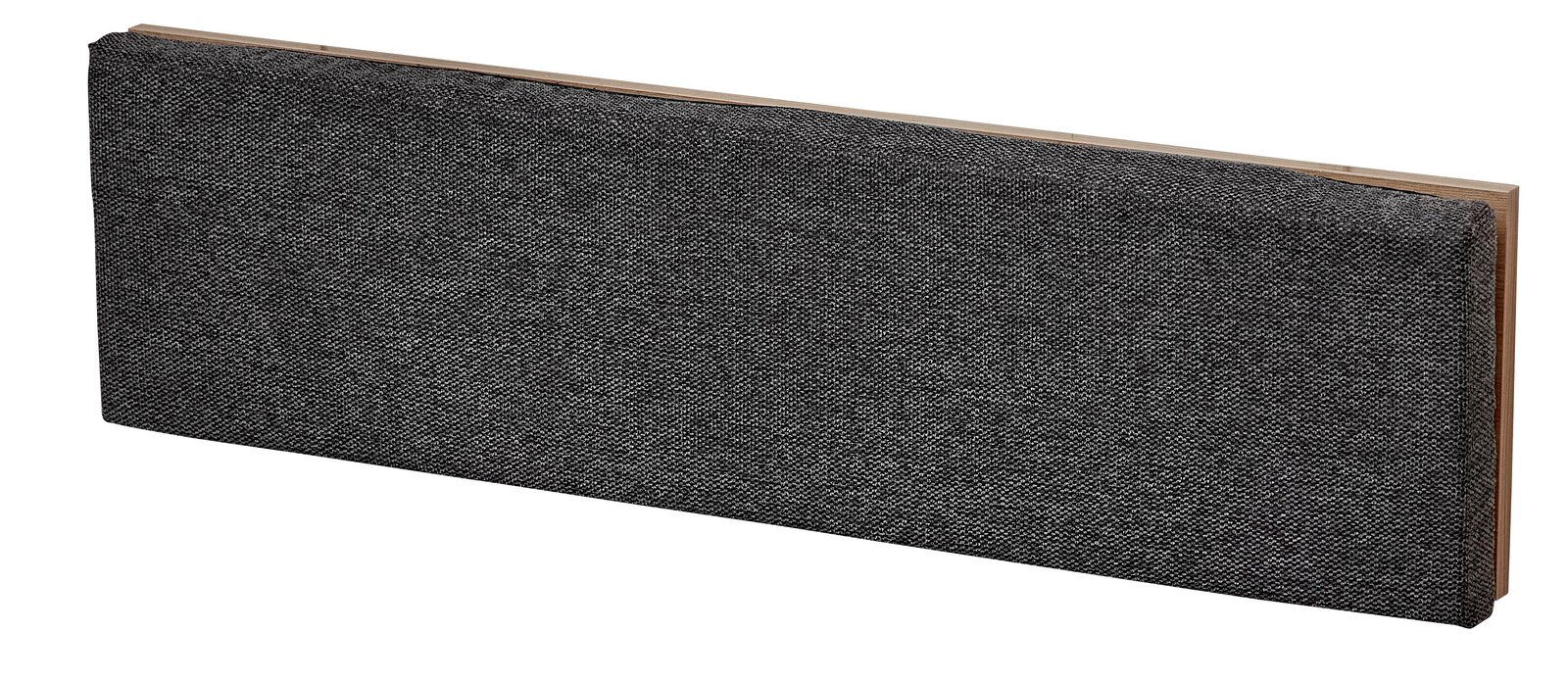 Garderobenbank mit grauem Stoffbezug, seitliche Perspektive