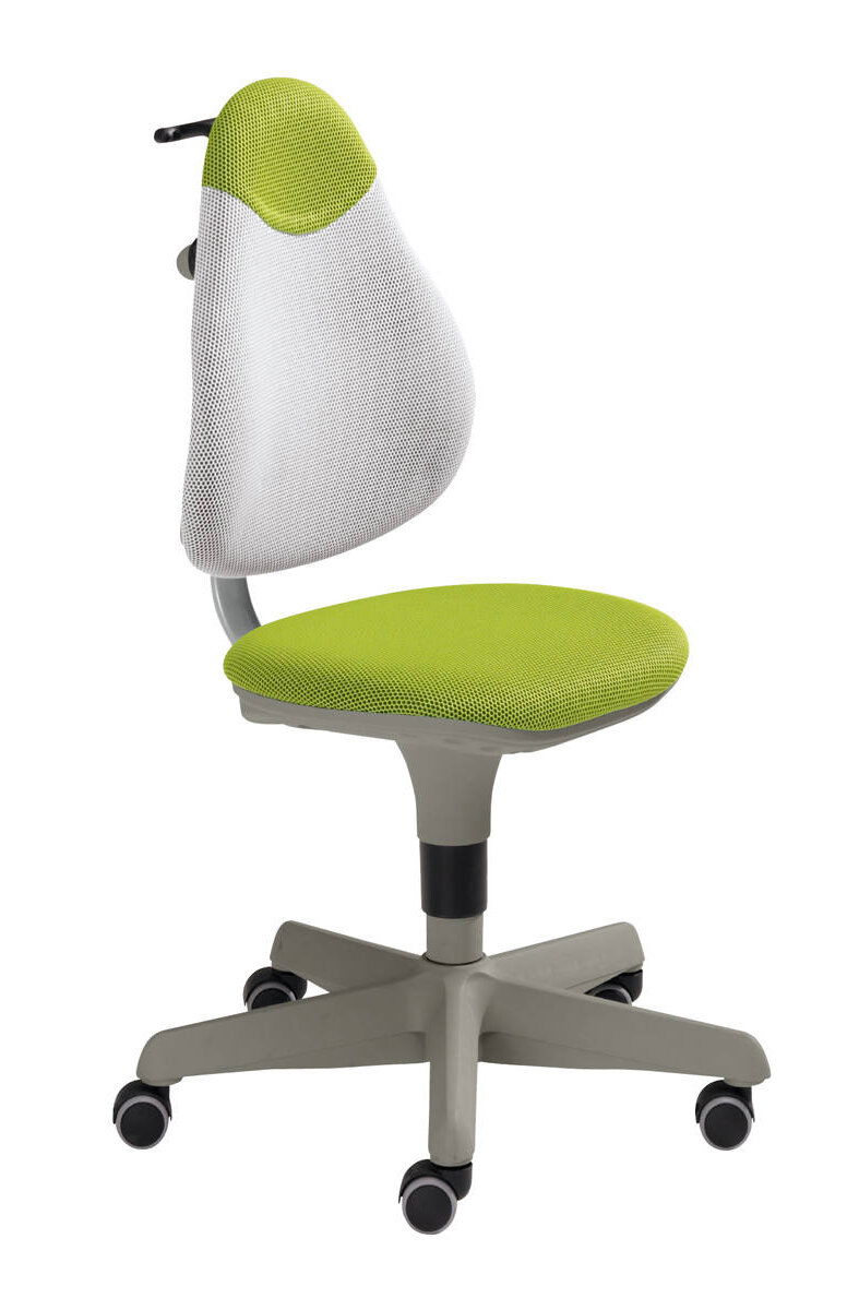 Paidi Jugenddrehstuhl PEPE Moderner Jugenddrehstuhl mit grünem Sitz und Rückenlehne, seitliche Perspektive