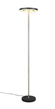 Moderne Stehleuchte Trio Leuchten GUANO mit rundem Lampenschirm, seitliche Perspektive