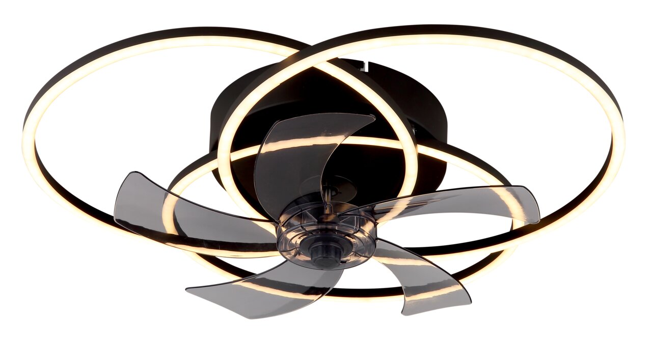 Globo Lighting Deckenventilator ALIA Moderner Deckenventilator mit LED-Beleuchtung, seitliche Perspektive