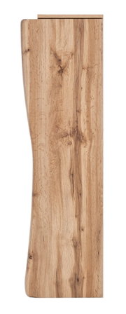 Zijaanzicht van een houten midi-kast met natuurlijke nerf