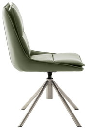 Moderner grüner Stuhl mit Metallbeinen, Seitenansicht