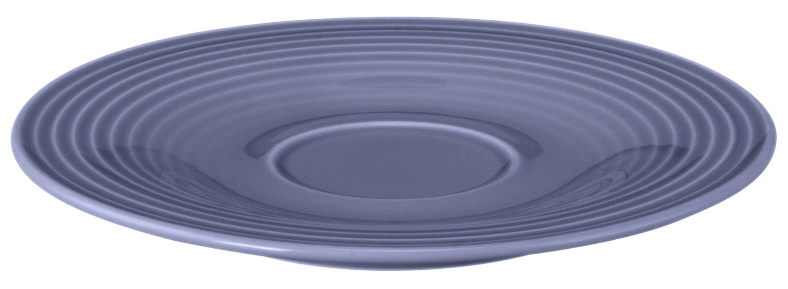 Kleine Kombi-Untertasse, 13,5 cm, in seitlicher Perspektive mit konzentrischen Kreisen auf der Oberfläche.