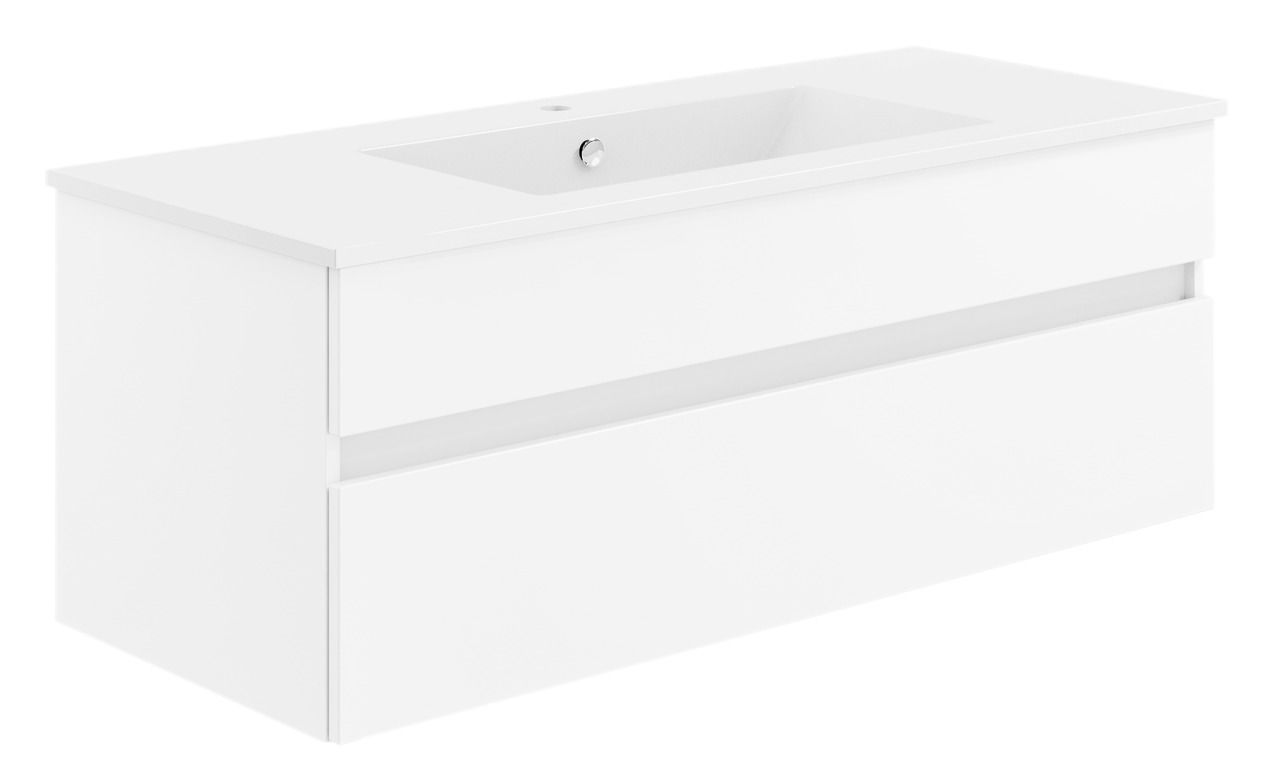 Puris Badkombination GET2YOU 21 Weiße Badkombination mit Waschbecken, seitliche Perspektive