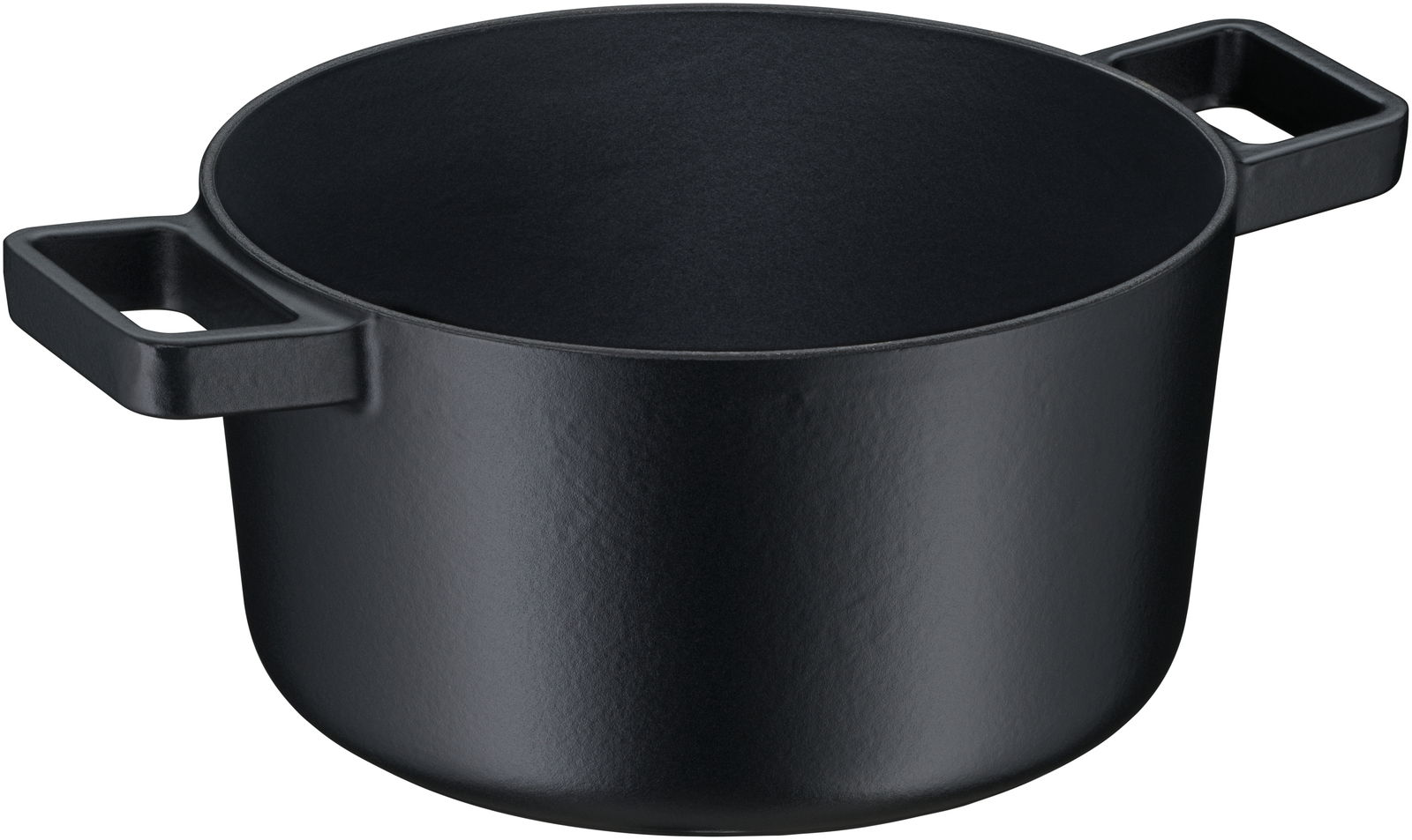 Schwarzer WMF Flavour Bräter 24cm aus seitlicher Perspektive