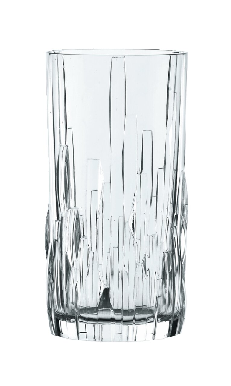 Transparenter Longdrinkbecher Shu Fa mit vertikalem Rillenmuster, Frontalansicht