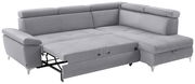 Graues Ecksofa mit Schlaffunktion, von vorne betrachtet