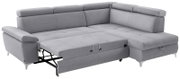 Graues Ecksofa mit Schlaffunktion, von vorne betrachtet
