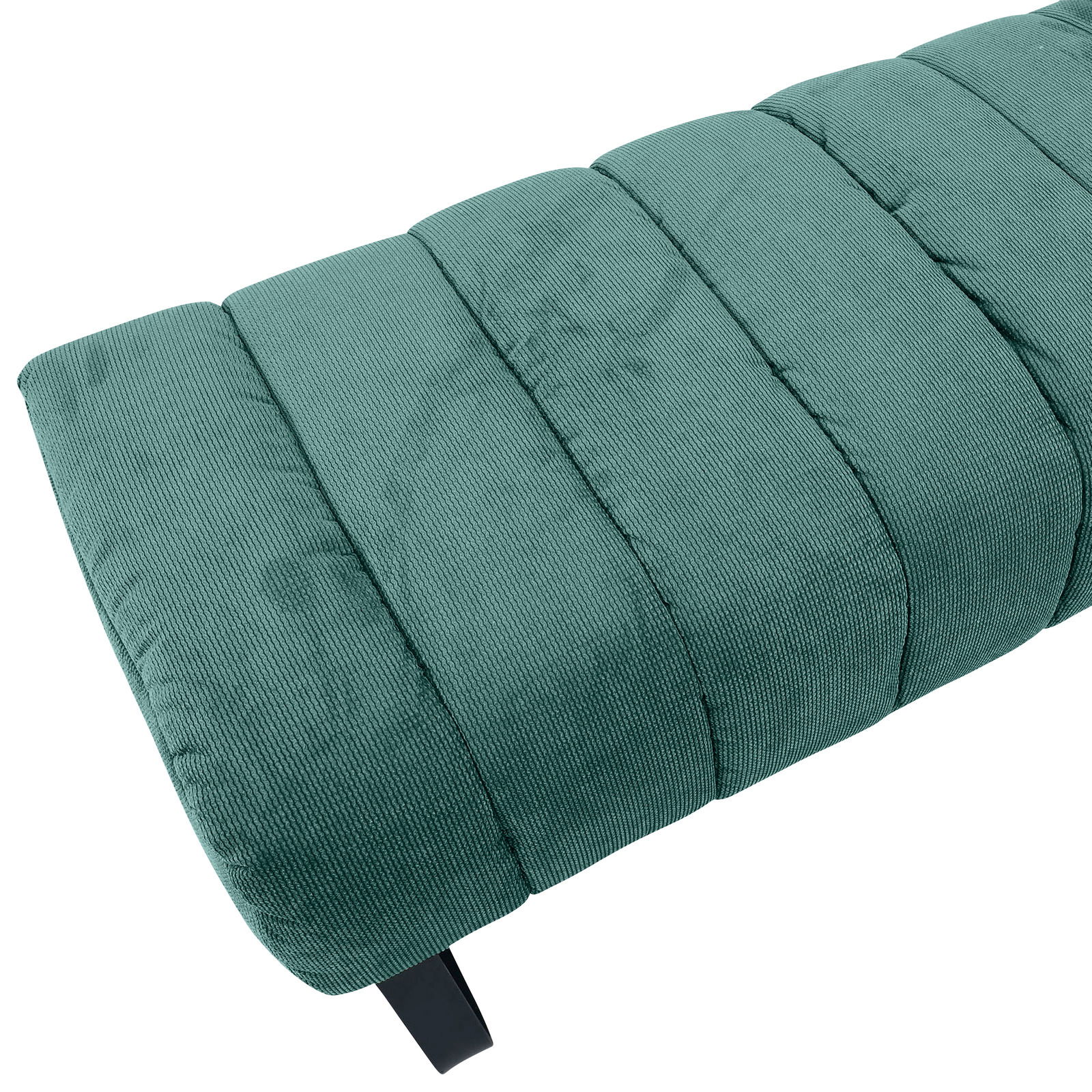 Grüne 2,5er-Sitzbank aus Stoff, Nahaufnahme von schräg oben