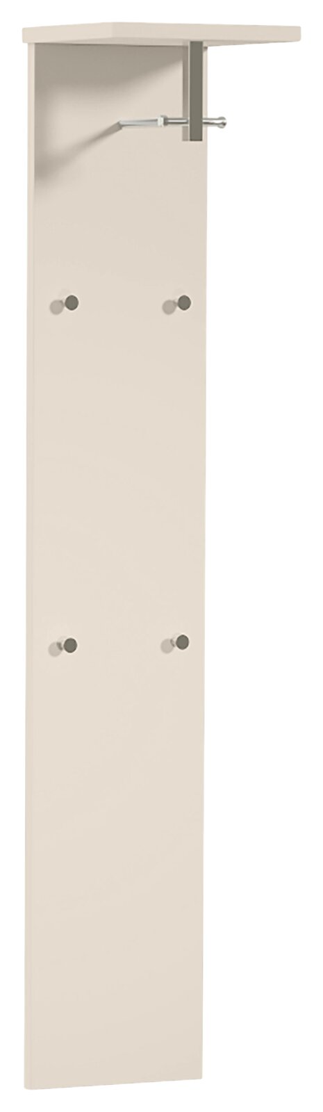 Moderano Garderobepaneel LECCO Garderobepaneel in hellem Holzton mit vier Haken und einer Ablage, seitliche Perspektive