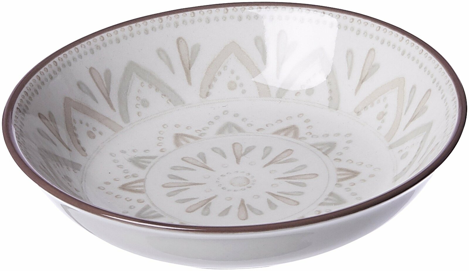 Dipschale Valencia 10cm weiß mit dekorativem Muster, seitliche Perspektive