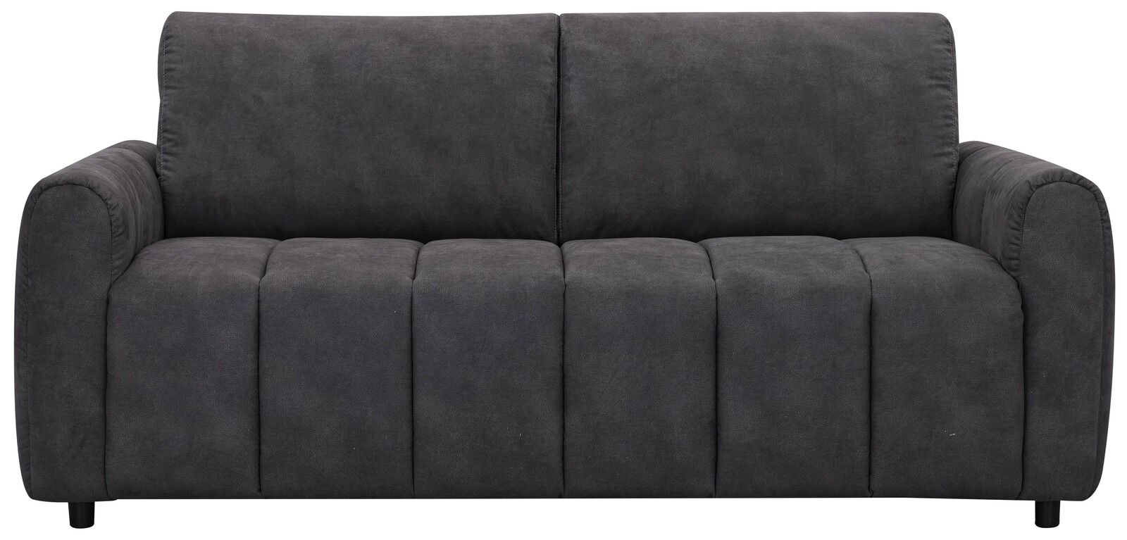 Frontale Ansicht eines grauen Funktionssofas Z2 Schlafsofa HELENA mit gepolsterten Armlehnen und Rückenlehne.