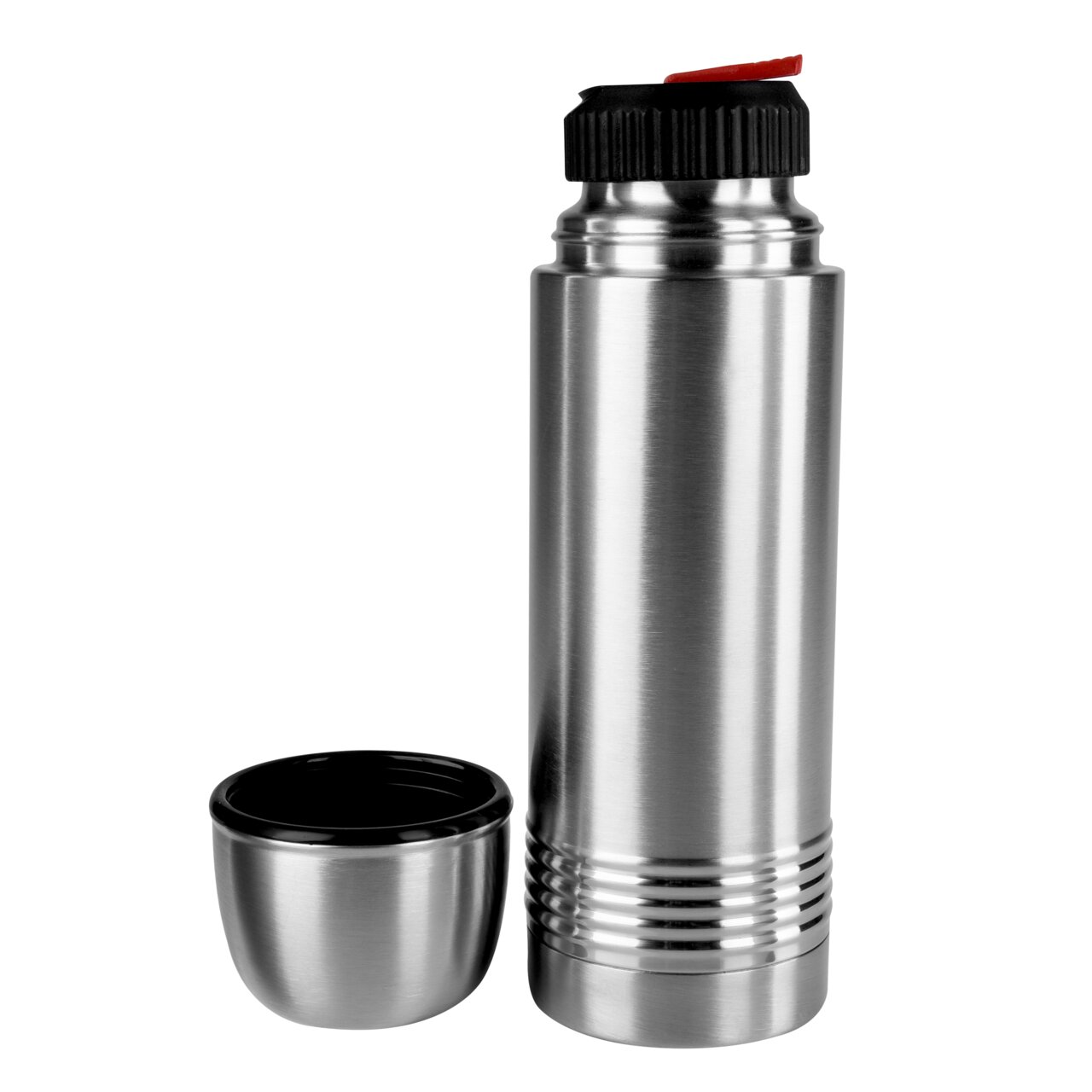 Edelstahl-Isolierflasche 0,5 L SENATOR mit abgenommenem Deckel, seitliche Perspektive