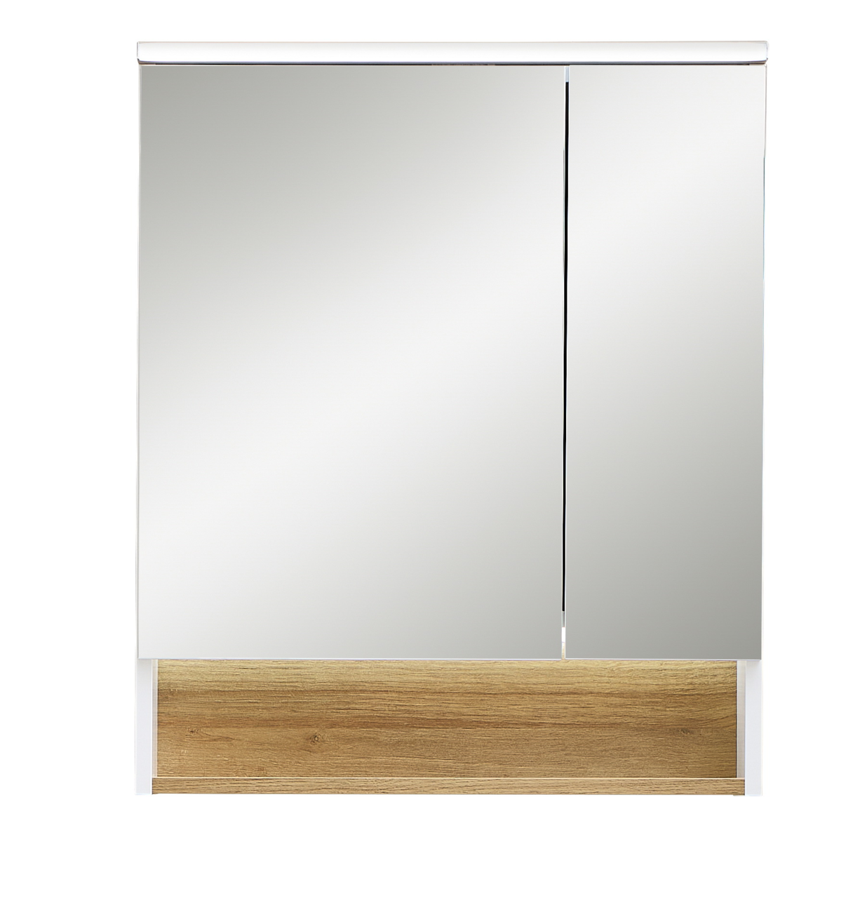 XORA Spiegelschrank QS383 Moderner Spiegelschrank mit zwei Türen und Holzdekor, Frontalansicht