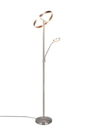 Moderne Stehleuchte WillisTrio mit zwei runden Leuchtelementen, seitliche Perspektive