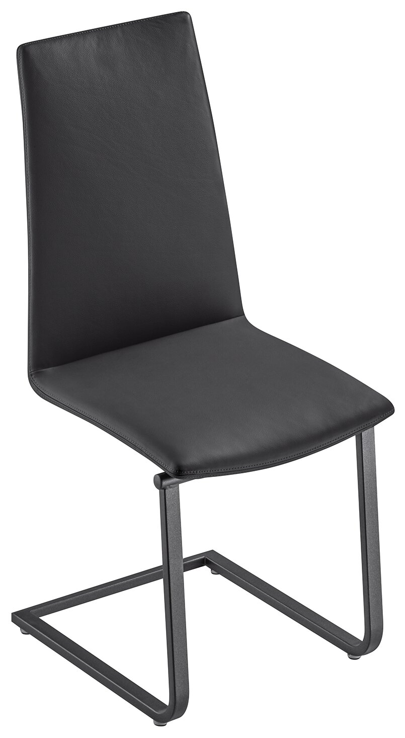 Bacher Stuhl KAMA Moderner schwarzer Stuhl mit Metallgestell, seitliche Perspektive